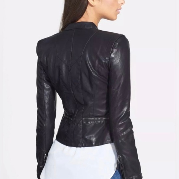 BLANK NYC Black Faux Leather Jacket With Zipper Detailing (Size Large) - Picture 6 of 7